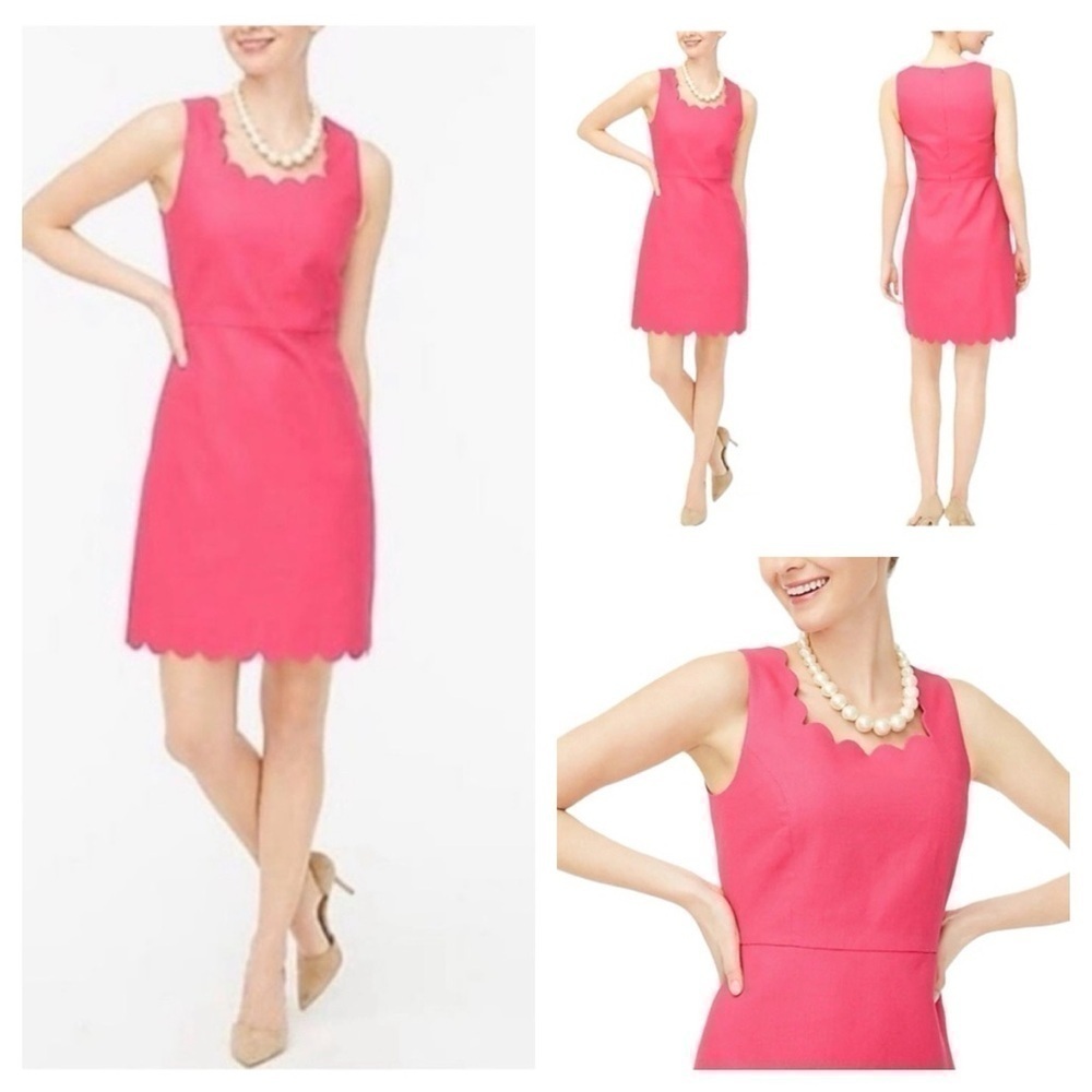 J. Crew Factory Basketweave Scallop-Edge Dress in Primrose NWT Size 4 - Picture 3 of 14